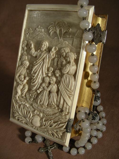 Very Rare Holy Bible 1864 Bookbinding Carved on Ivory
