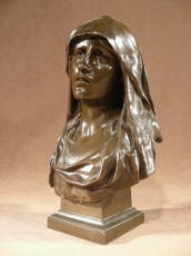 Bronze Virgin Marie Signed by  Marioton Eug 1854-1925