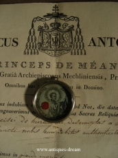 Relic EX Linteo  St Francisi De Hieronimo .With Document Authentique 1819