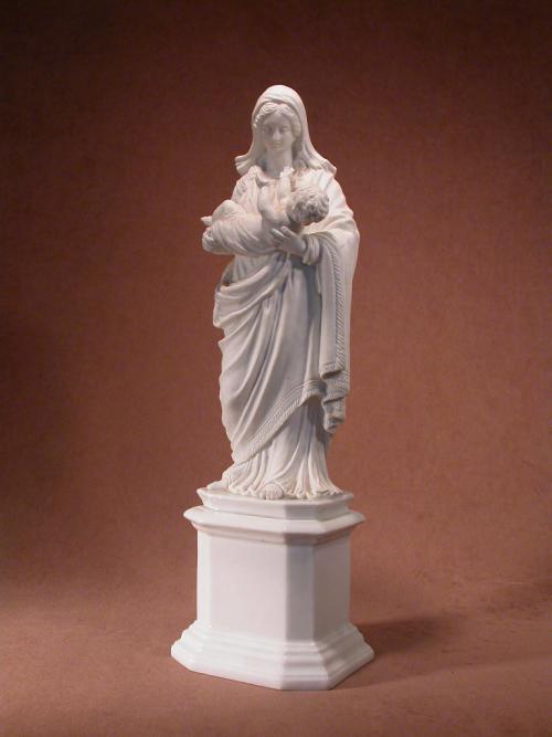 Antique Bisque Porcelain Statue of Virgin Mary and Child Jesus