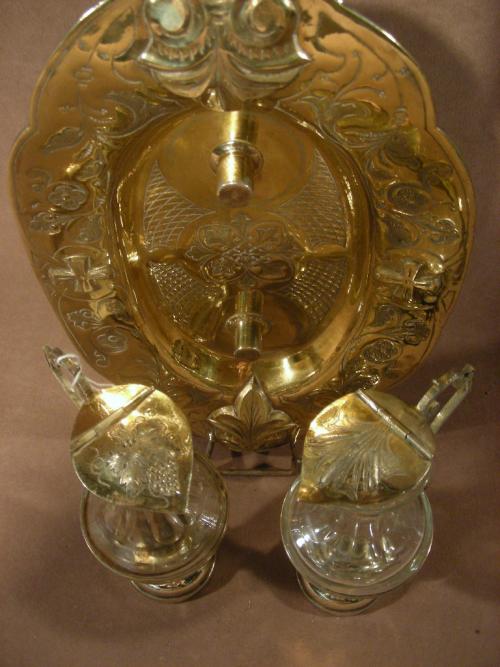 Altar cruet crystal glass .Gilding Brass.19 thC