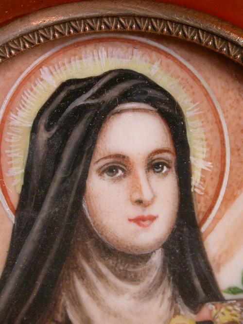 Rare Miniature Painting on Ivory St Therese of Lisieux 1930