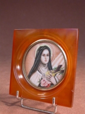 Rare Miniature Painting on Ivory St Therese of Lisieux 1930